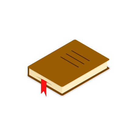 Book icon isometric, in flat brown symbol isolated on white backround.のイラスト素材