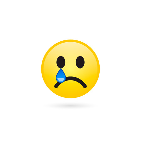 Smiley Emoticon Crying Face isolated in white illustration.のイラスト素材