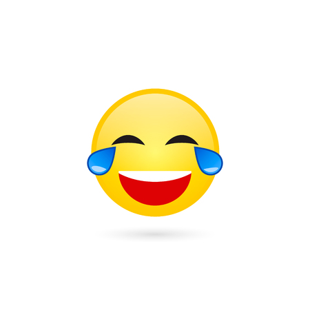Laughing emoticon with tears of joy, Vector isolated illustration.のイラスト素材