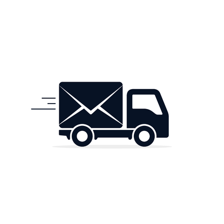 Post Truck Car icon, Vector isolated mail delivery symbol.のイラスト素材