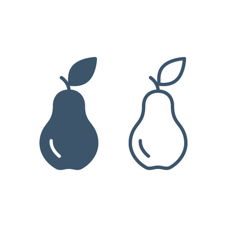 Pear icon Set in flat style, Vector isolated simple fruit symbol.のイラスト素材