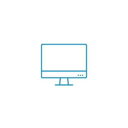 Computer monitor line icon. Flat PC symbol. Vector isolated illustration.のイラスト素材