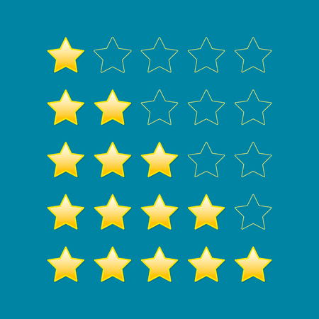 5 star rating icon vector isolated Illustration on blue background.のイラスト素材