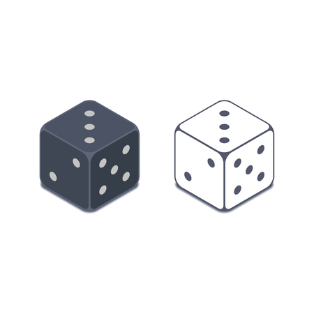 Dice icon set Vector isometric symbol. Casino game 3d illustration.のイラスト素材