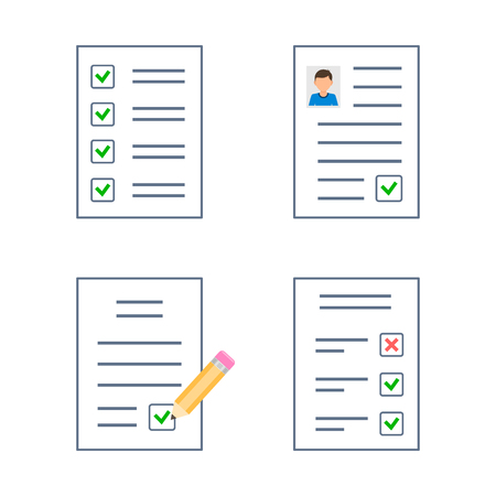 Checklist Document icon Contract Business Agreement set, Vector isolated Illustration.のイラスト素材
