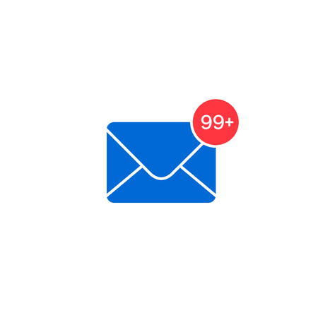 New mail icon with notification. Message Envelope with income sign. Vector isolated illustration.のイラスト素材
