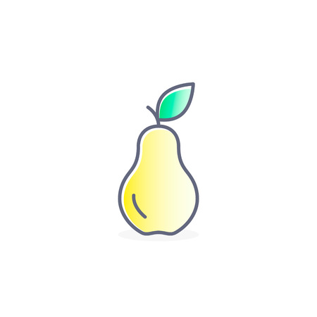 Pear fruit icon vector illustration in flat design color gradient.のイラスト素材