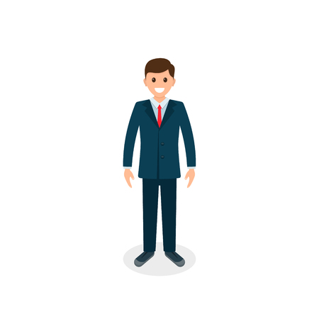 Businessman in business suit with tie, front view, full length. Vector isolated illustration.のイラスト素材
