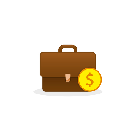 Briefcase with coin icon, vector isolated illustration, business concept.のイラスト素材