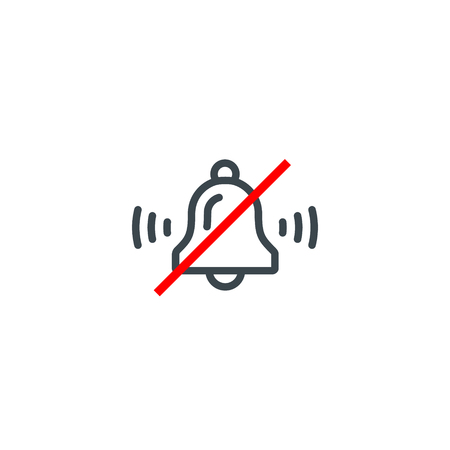 NO SOUND crossed out sign. Alarm bell icon. Keep quiet symbol. Vector.のイラスト素材