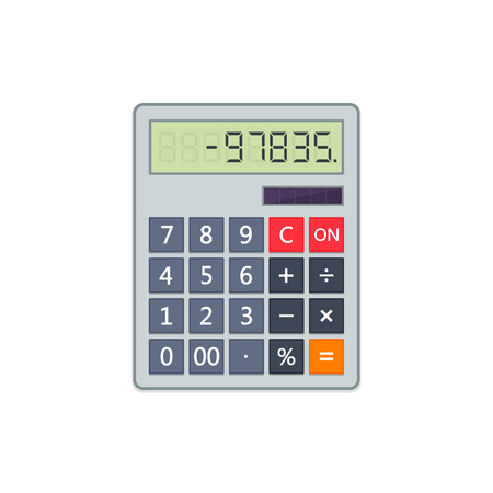Calculator in flat style isolated on a white background. Vector electronic portable calculator.のイラスト素材