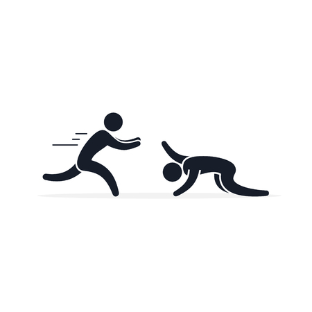 Man helping his friend to rise, Charity or business Vector illustration.のイラスト素材