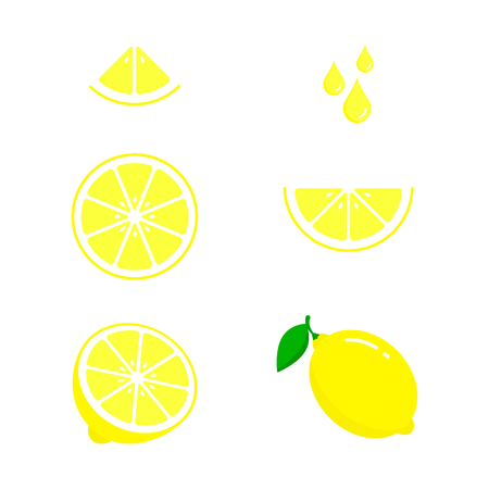 Lemon icon set fresh fruits, colorful, colorful icon collection of vector illustration.のイラスト素材