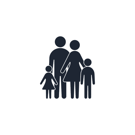 Family icon Symbol Logo. Father with mother and children silhouette illustration.のイラスト素材