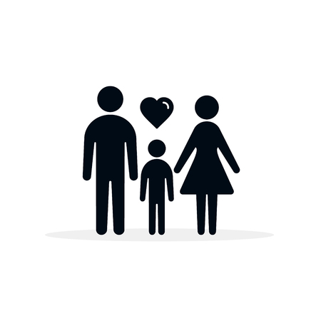 Family with heart icon, Vector isolated illustration.のイラスト素材