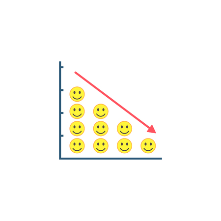 Mood Growth graph, Smiley on falling graph success concept, Happy growing trend vector pictograph.のイラスト素材