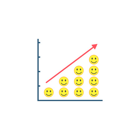 Positive Mood Growth graph, Smiley on graph success concept, Happy growing trend vector pictograph.のイラスト素材
