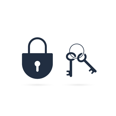 Lock and key vector icon. Isolated illustration.のイラスト素材