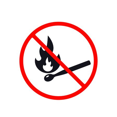 No fire, No open flame sign. Vector isolated illustration.のイラスト素材
