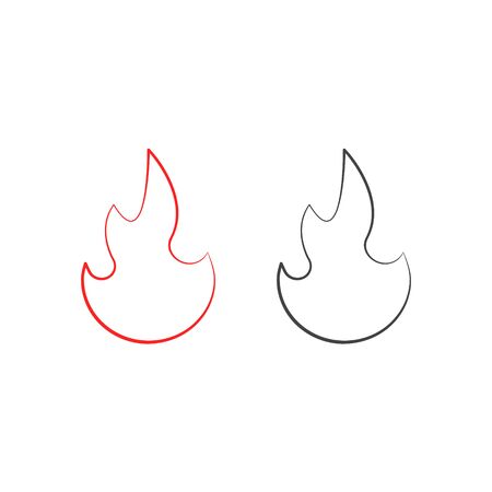 Fire flame outline icon set, vector line isolated fire flat symbol.のイラスト素材