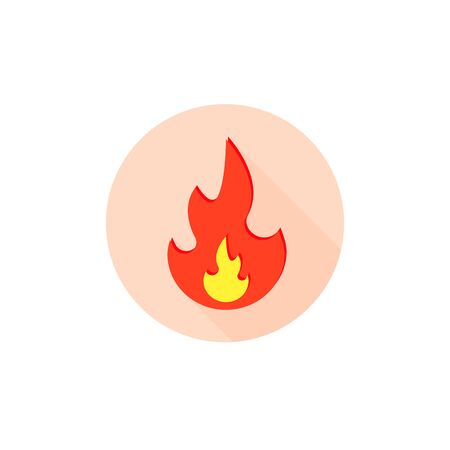 Fire flame icon, vector isolated fire flat symbol on round.のイラスト素材