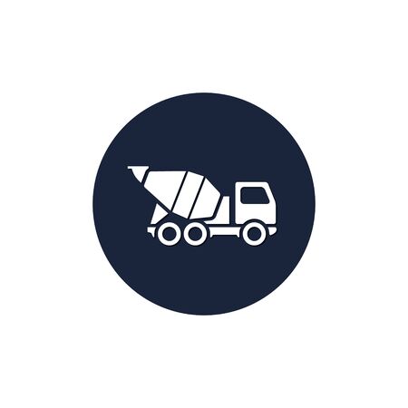 Concrete mixer icon in circle, vector isolated simple build mixer truck symbol.のイラスト素材