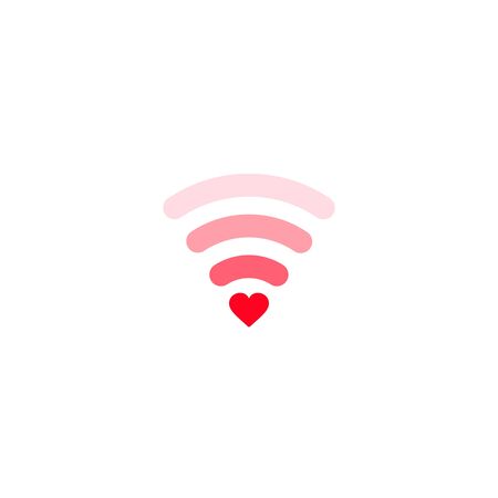 Heart wifi. Vector heart waves icon in flat style. Heart signal. Love connection.のイラスト素材