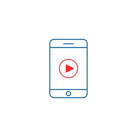 Smart Phone Video Player icon, Vector line illustration.のイラスト素材