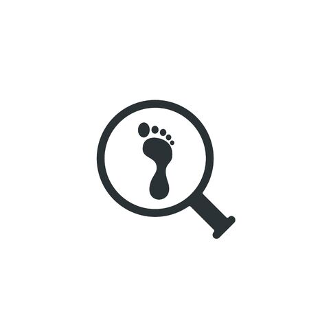 Footprint searching icon, vector sign, flat style pictogram isolated on white.のイラスト素材