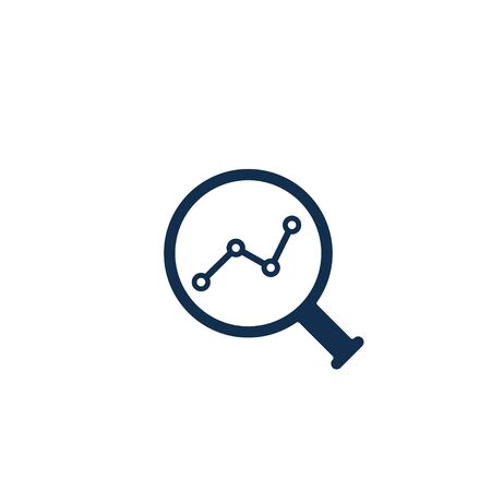 Magnifying glass with growth graph bar chart, Analytic vector icon.のイラスト素材