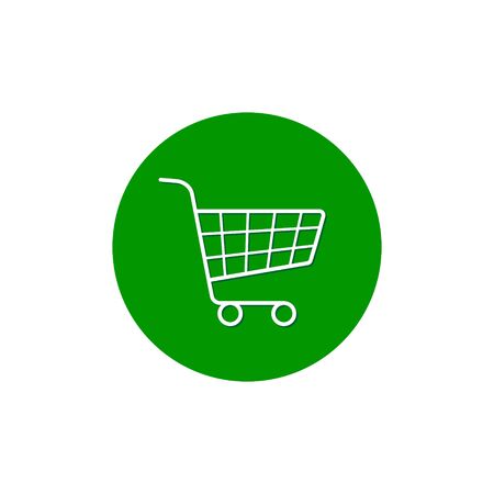 Trolley icon, Vector Supermarket pushcart sign on circle background.のイラスト素材