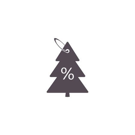 Christmas Sale discount label in the form of a Christmas tree with percentage, tag in the fir-tree shape. vector percent sale label symbol flat icon.のイラスト素材