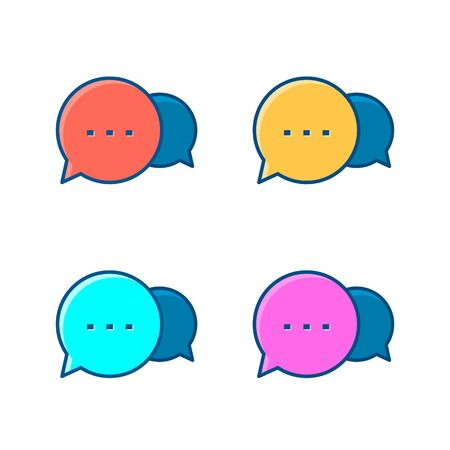 Speech Bubbles Icon set, Vector isolated flat design color illustration.のイラスト素材