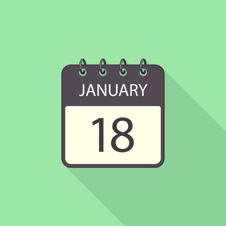 Calendar flat icon with long shadow. Vector isolated flat design illustration.のイラスト素材