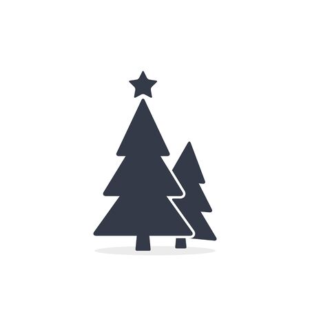 Christmas trees icon, vector simple design. Black symbol of two fir-tree isolated on white background.のイラスト素材