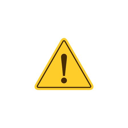 Hazard warning attention sign with exclamation mark symbol. Vector flat design yellow icon.のイラスト素材
