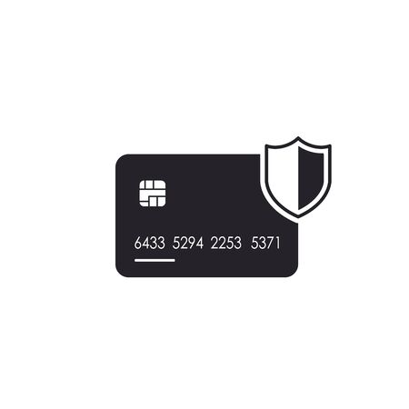 Credit Card with Shield Vector Icon. Bank Card Protection illustration concept.のイラスト素材