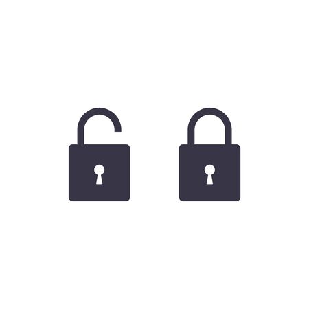 Lock Icon open and close. Vector isolated flat design Padlock illustration.のイラスト素材