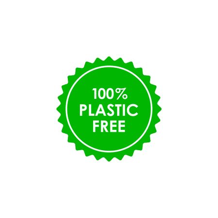 Plastic free icon, BPA free. Round green and white symbol. Vector.のイラスト素材