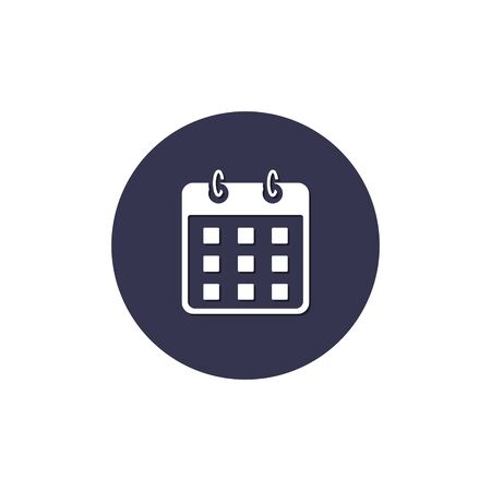 Calendar Icon, Vector symbol isolated on round, flat design illustration.のイラスト素材