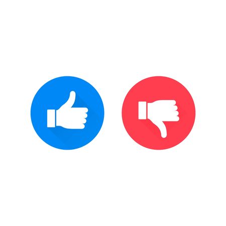 Thumbs up and down icon Vector, like and dislike button isolated on white background.のイラスト素材