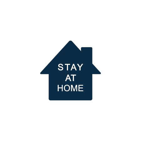 Stay at Home Vector Icon. Simple Vector Sign with House Isolated on a White Background.のイラスト素材