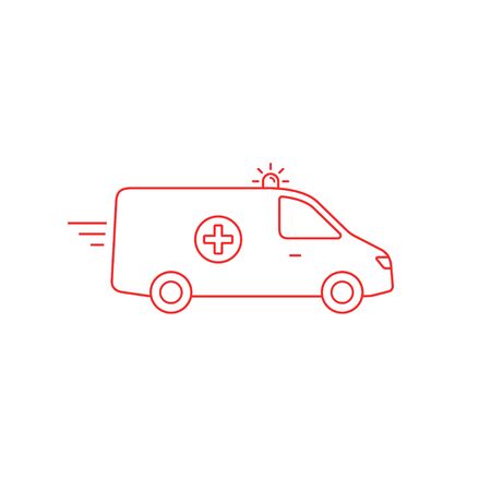 Ambulance car line icon, Vector isolated simple flat outline illustration.のイラスト素材