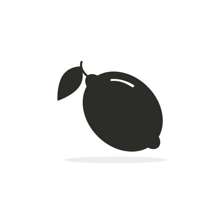 Lemon icon, Vector isolated black lemon fruit symbol.のイラスト素材