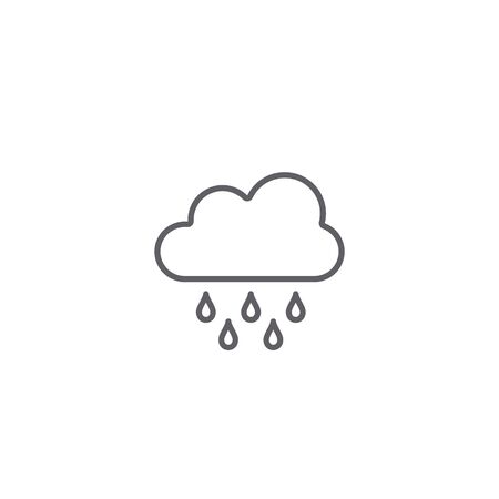 Cloud rain icon, Weather line symbol isolated on white background.のイラスト素材