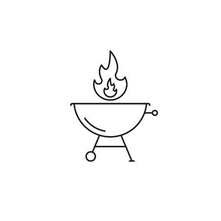 BBQ Barbecue Grill icon, Vector isolated line symbol on white background.のイラスト素材