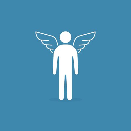 Angel man, Businessman investor with wings. Business angel. Investment. Vector isolated illustration on blue background.のイラスト素材