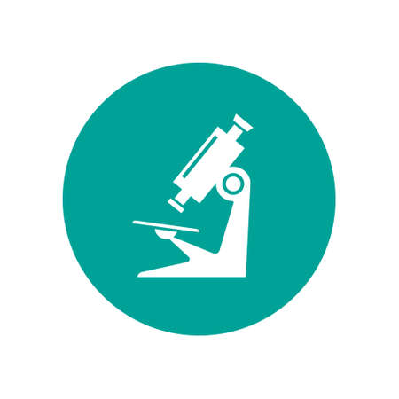 Microscope icon on circle. Vector isolated simple sign in flat design.のイラスト素材