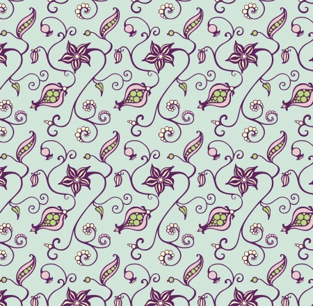 Seamless floral pattern whis pea podsのイラスト素材