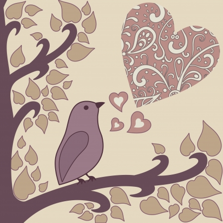 vector illustration of bird siting on a branchのイラスト素材